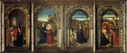 Polyptych Showing The Annunciation  The Visitation  The Adoration Of The Angels And The Adoration Of The Kings - Dieric the Elder Bouts