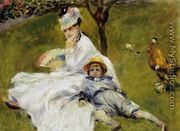 Camille Monet And Her Son Jean In The Garden At Argenteuil - Pierre Auguste Renoir