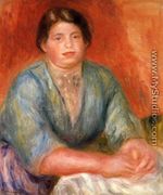Seated Woman In A Blue Dress - Pierre Auguste Renoir