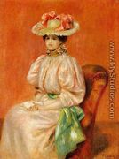 Seated Woman With Green Sash - Pierre Auguste Renoir