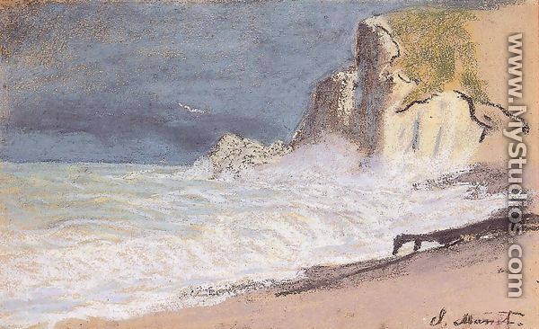 Etretat   Amont Cliff  Rough Weather - Claude Oscar Monet