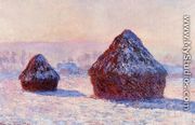 Grainstacks In The Morning  Snow Effect - Claude Oscar Monet