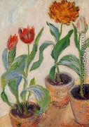 Three Pots Of Tulips - Claude Oscar Monet