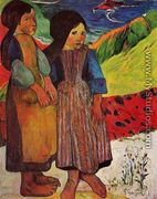 Breton Girls By The Sea - Paul Gauguin