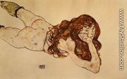 Female Nude Lying On Her Stomach - Egon Schiele