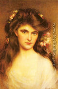 A Young Beauty With Flowers In Her Hair - Albert Lynch