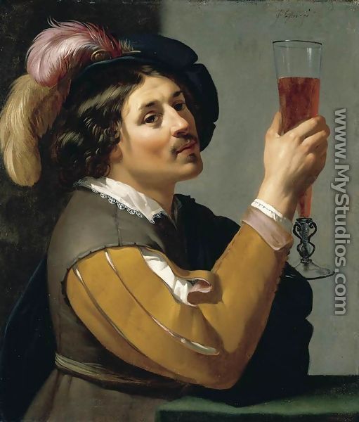 Young Man Drinking a Glass of Wine 1635-40 - Jan Hermansz. van Biljert