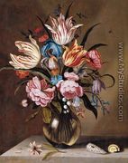 Flowers in a Glass Vase - Abraham Bosschaert