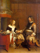 Soldier Offering a Young Woman Coins 1662-63 - Gerard Ter Borch