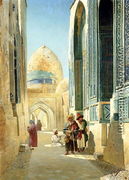 Figures in a Street Before a Mosque 1895 - Richard Karlovich Zommer