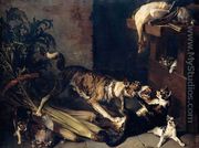 A Dog and a Cat Fighting in a Kitchen Interior 1710 - Alexandre-Francois Desportes