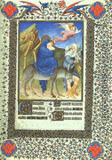 Belles Heures de Duc du Berry  -Folio 63-  The Flight into Egypt  1408-09 - Jean Limbourg