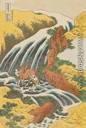 Waterfall where Yoshitsune Washed his Horse at Yoshino in Yamato Province (Washu Yoshino Yoshitsune uma arai no taki) - Katsushika Hokusai