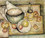 Still Life with a Green Bowl and Fruit - Tadeusz Makowski