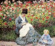 Madame Monet and Child (Camille Monet and a Child in a Garden) - Claude Oscar Monet